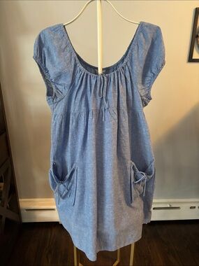 Lucky Brand Light Blue Chambray Pocket Tunic Dress. XL